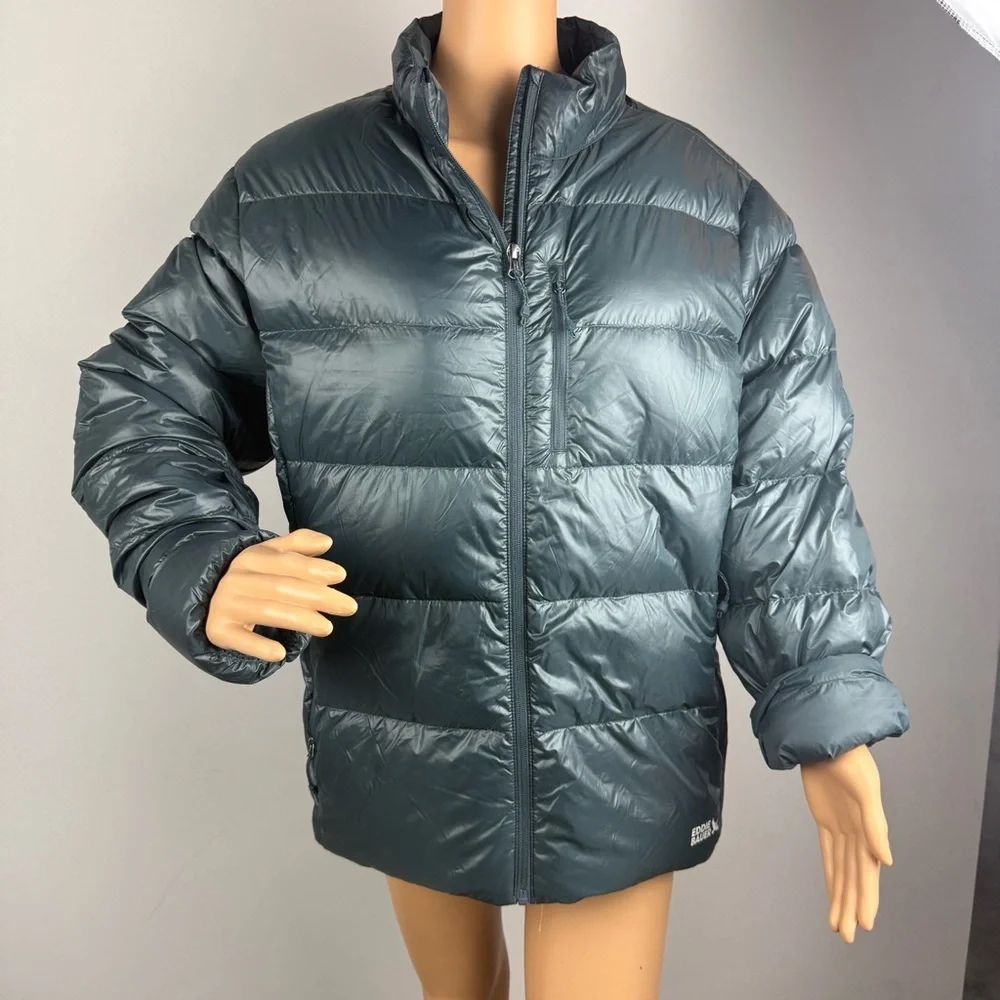 Eddie Bauer Womens XXL 650 Down Fill Puffer Jacket Packable Gray Full Zip